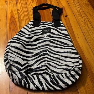 Victoria’s Secret PINK Sequin Zebra Print Tote